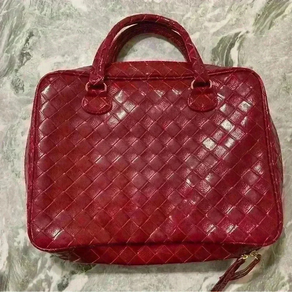 Estee Lauder Red Brick Beauty Makeup Travel Bag Cosmetic Case Purse Tote 13.5